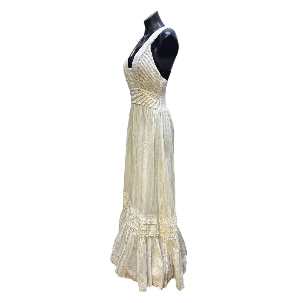 Ramy Brook White Maxi Dress w/Pleated Bodice Size S - Picture 6 of 10